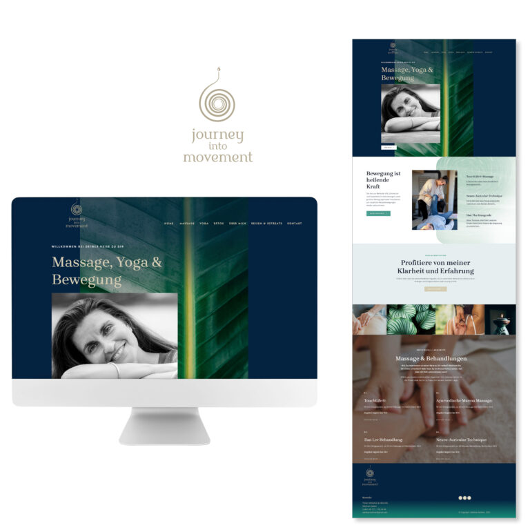 Spirale als Logo, Ansicht der Website mit einem Portraitbild von Selvihan Kellner.
